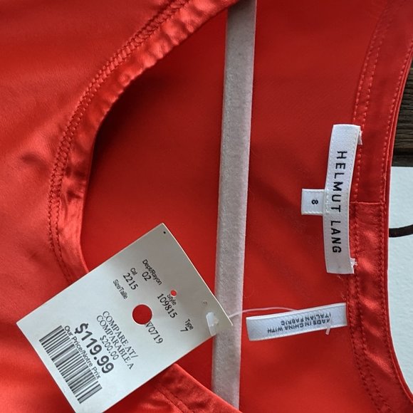 Helmut Lang bright orange satin sleeveless tank top size 8 - Picture 6 of 7